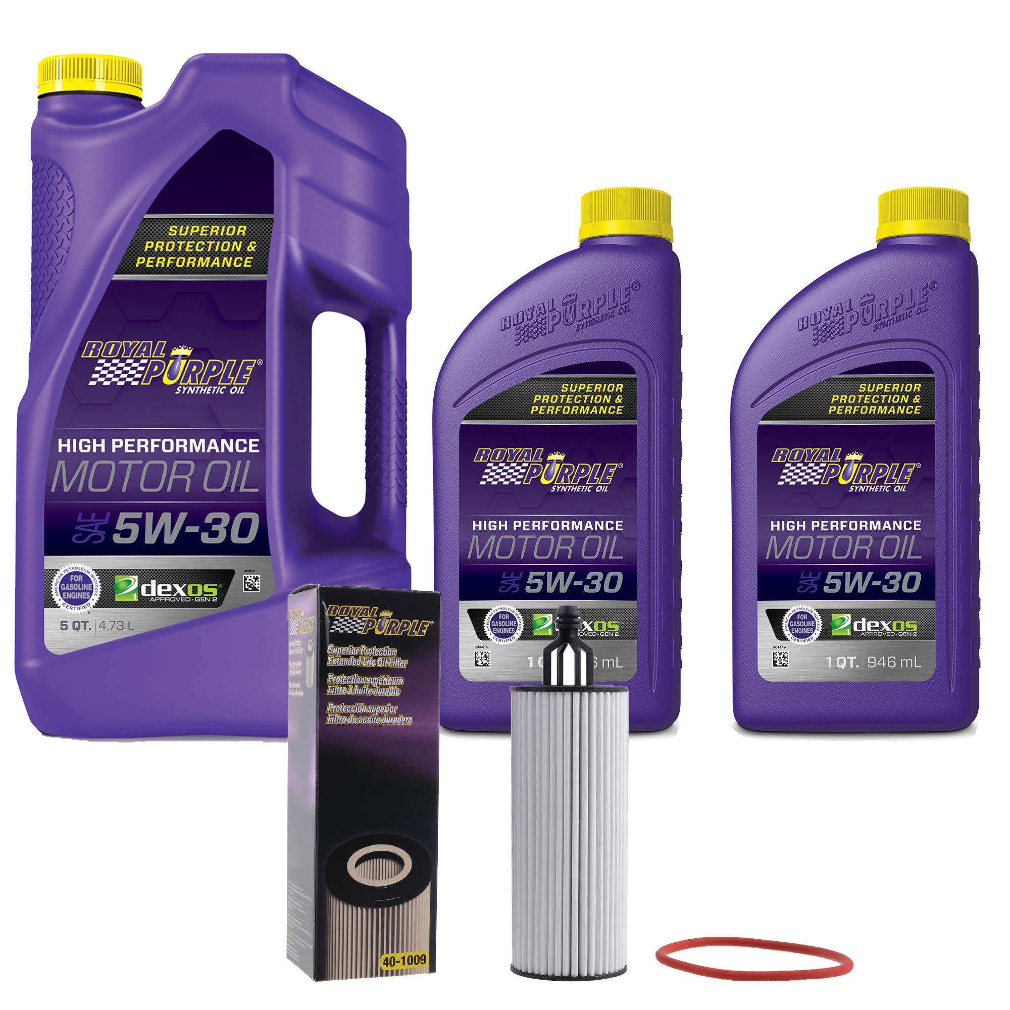 Royal Purple SAE 5W-30 Full Synthetic Motor Oil - 7 Quarts with Extended Life Premium Oil Filter (10095W307QT) | High Performance Engine Protection for Cars, Trucks & SUVs | Ideal for Daily Commuting & Long Road Trips