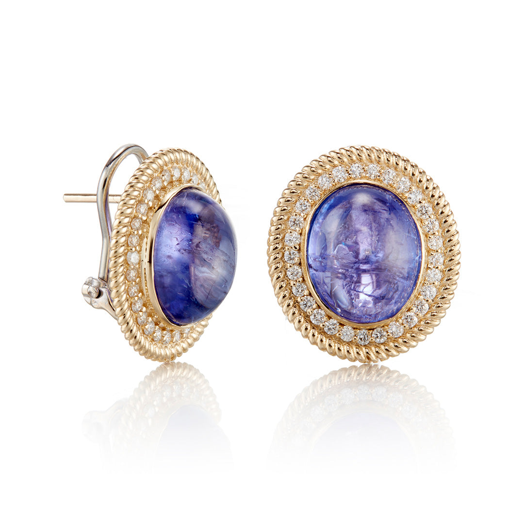 Exquisite Tanzanite & Diamond Corrugated Drop Earrings for Women | Elegant Jewelry Gift for Wedding, Party & Special Occasions