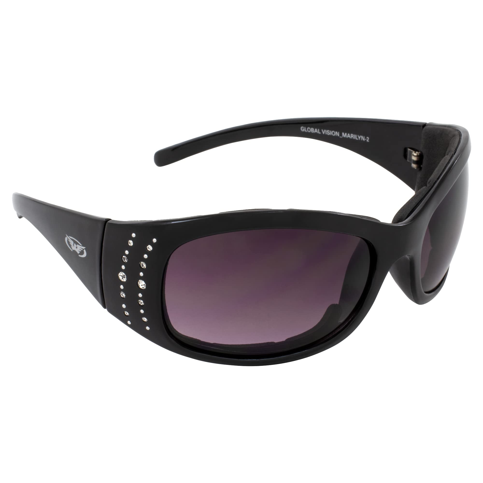 Global Vision Marilyn 2 Plus Padded Motorcycle Glasses for Women - 4 Pairs with Clear, Smoke, Driving Mirror & Blue Mirror Lenses - Perfect for Riding, Driving & Outdoor Sports
