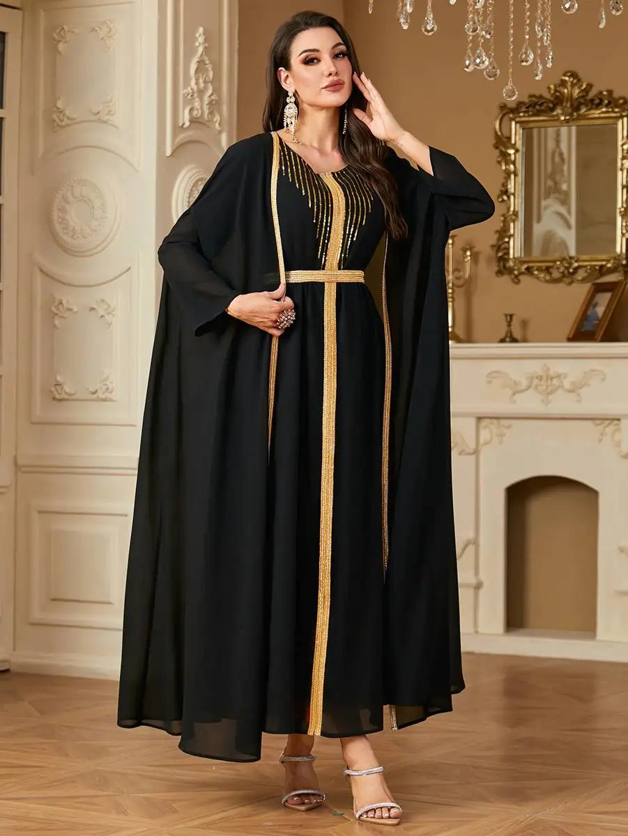 2-Piece Chiffon Caftan Dress Set for Women - Elegant Kaftan Outfit for Weddings, Parties & Special Occasions | Flowy Beach Coverup & Summer Evening Wear