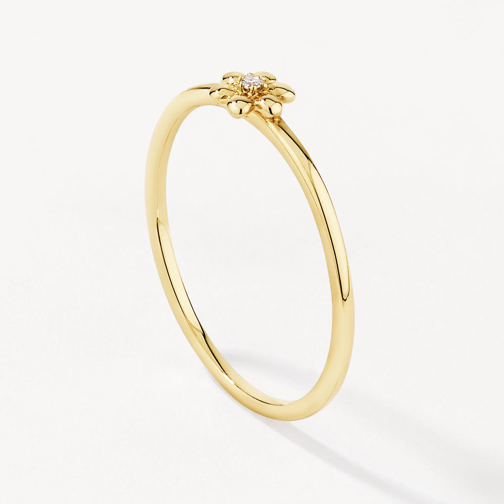 10k Gold Micro Diamond Daisy Ring - Elegant Floral Jewelry for Women, Perfect for Weddings, Anniversaries & Everyday Wear