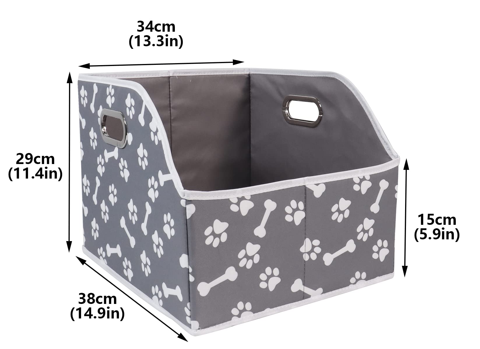 Foldable Dog Toy Storage Bin with Handle - Pet Toy Organizer Box for Blankets, Shelves & Closet - Bone Claw Design - Perfect for Home, Nursery & Playroom Organization