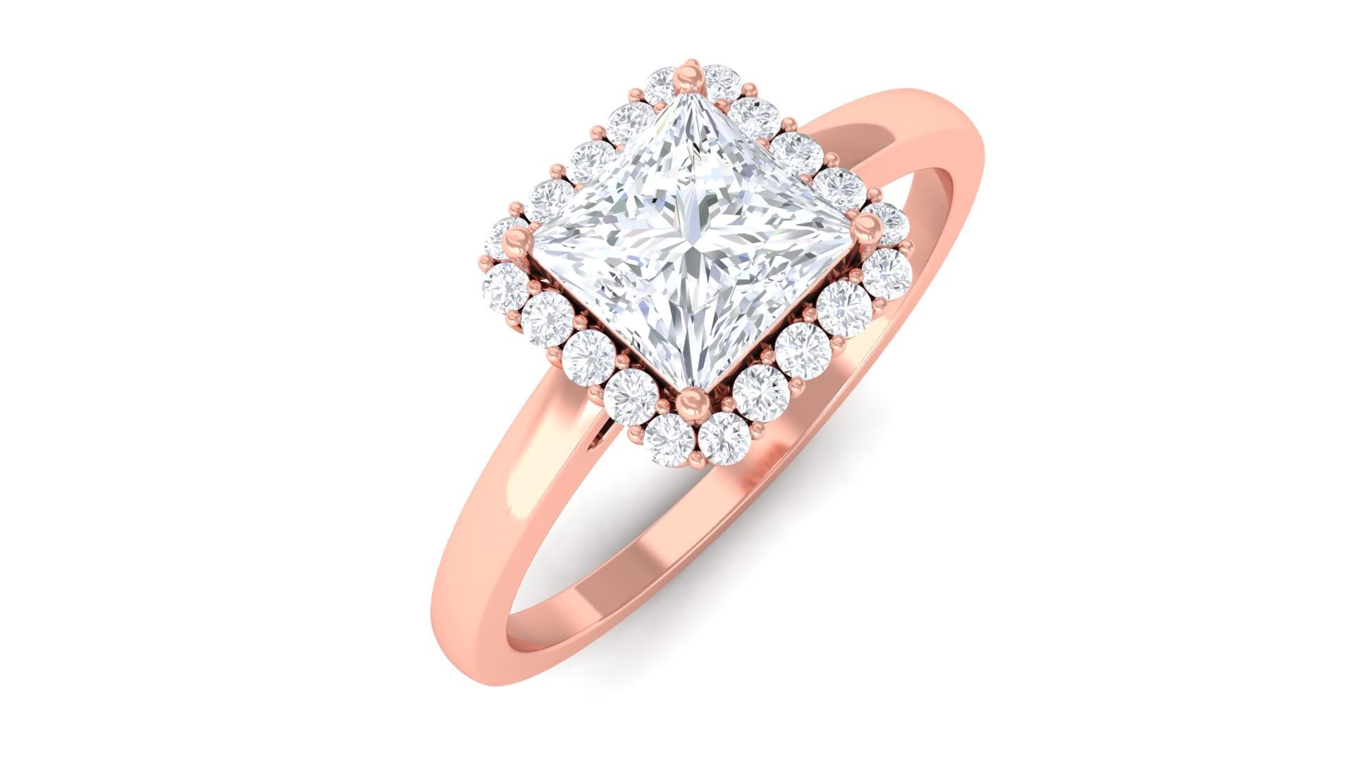 1 CT Princess Cut Moissanite Halo Engagement Ring for Women - 14K Solid Gold Wedding Band, Anniversary Gift, Proposal Jewelry - Perfect for Bridal, Valentine's Day & Special Occasions