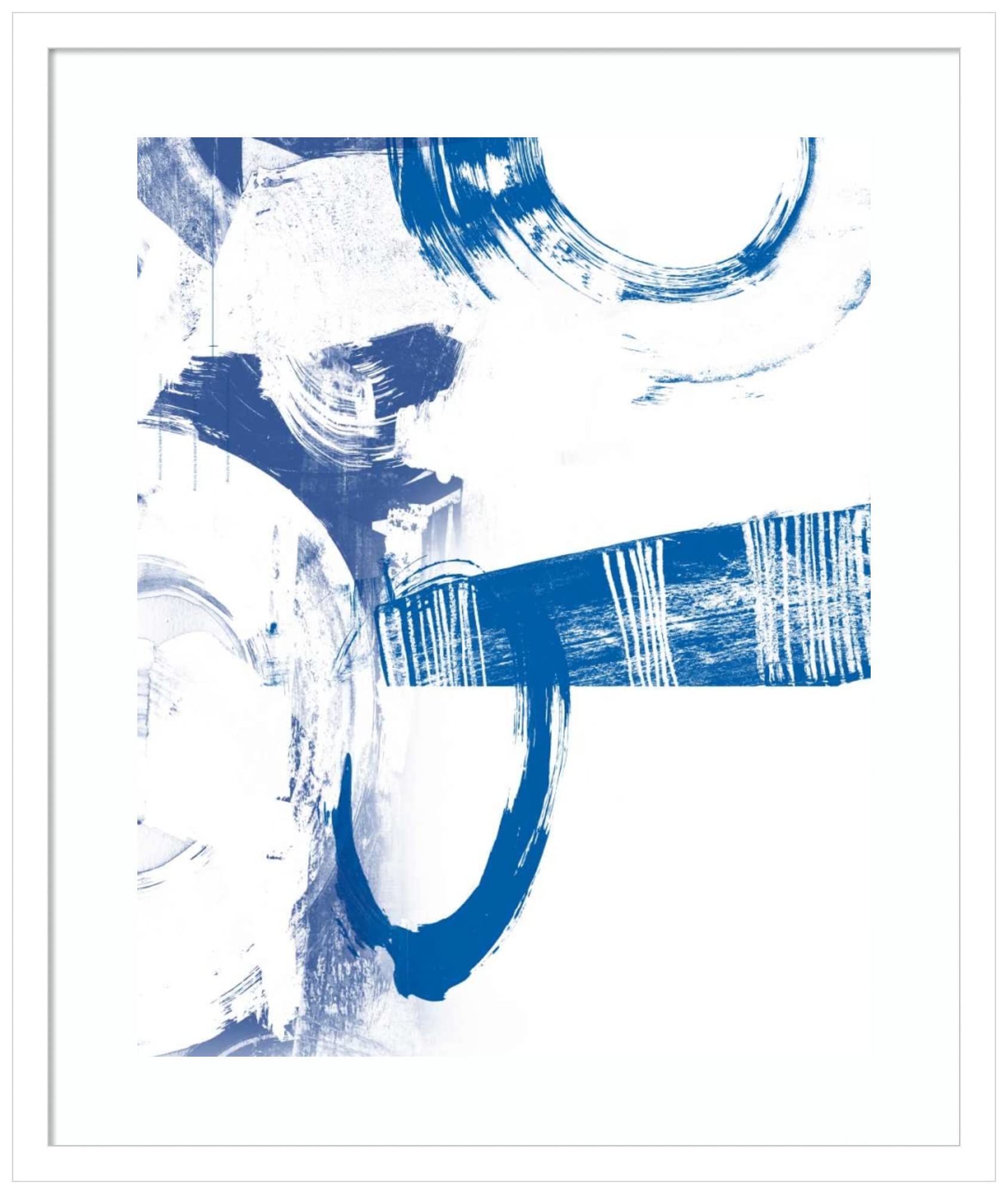 Amanti Art Framed Abstract Wall Art Print - Blue Scribbles III by Vision Studio, 25x21 Inch Modern Contemporary Poster Painting for Living Room, Bedroom, Bathroom & Kitchen Decor | Perfect for Home, Office & Gift Giving