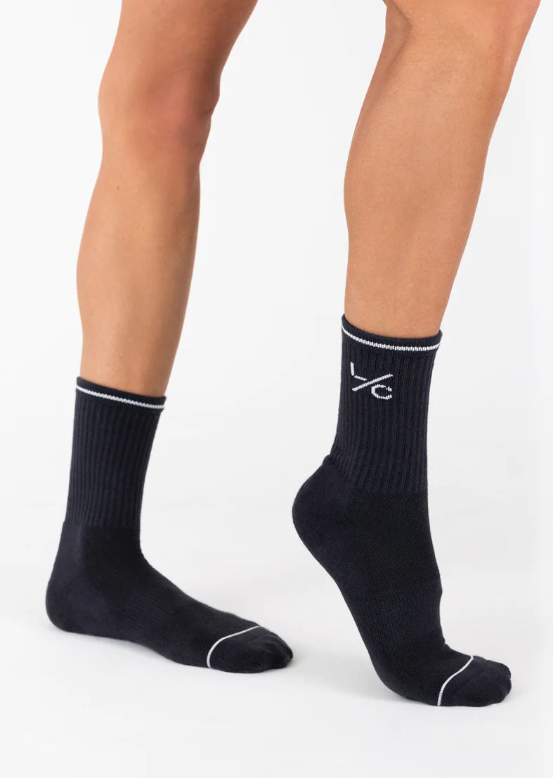 Club LC Socks Black - Premium Cotton Crew Socks for Men & Women - Comfortable Everyday Wear for Work, Sports & Casual Outfits