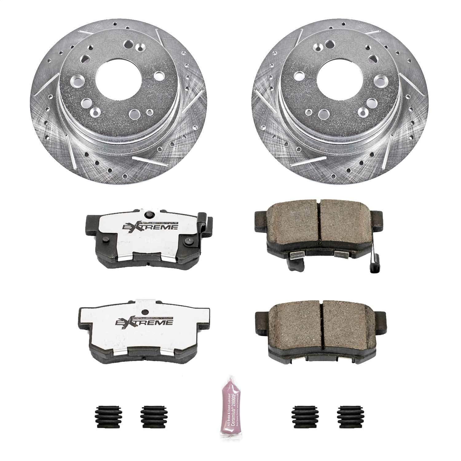 Power Stop K2383-26 Z26 Carbon Fiber Brake Pads & Drilled/Slotted Rotors Kit - Compatible with 2001-2003 Acura CL | High-Performance Braking | Perfect for Daily Commuting & Performance Driving