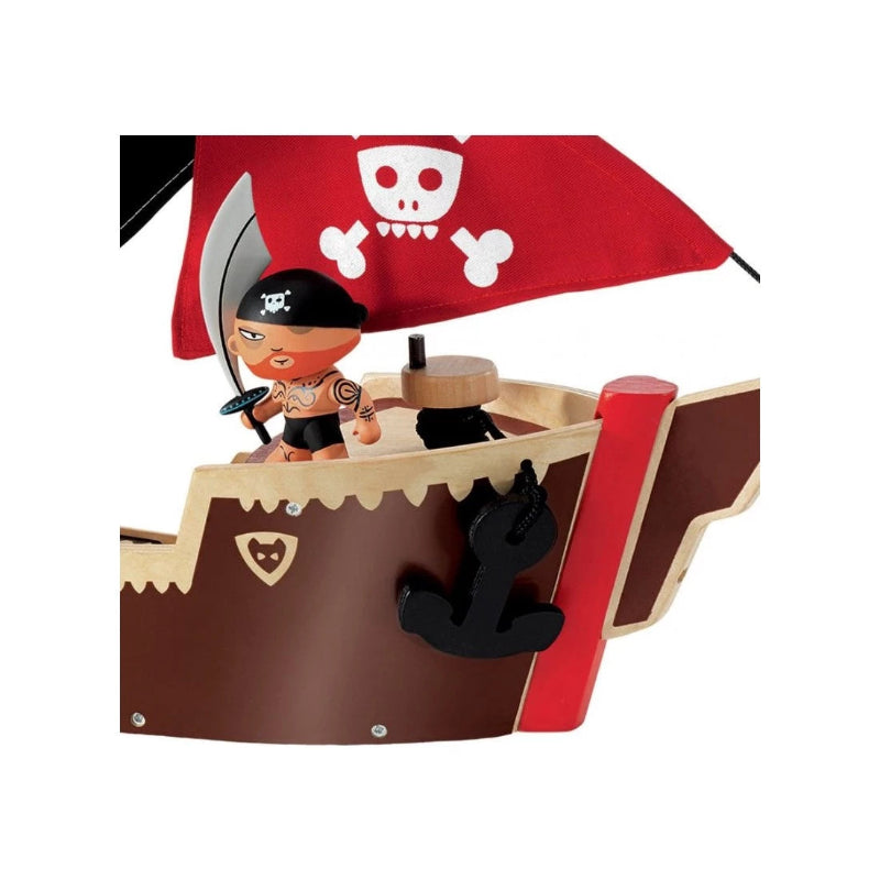 Ze Pirate Boat - Premium Wooden Pirate Ship Toy for Kids | Perfect for Imaginative Play, Bath Time Fun & Nursery Decor