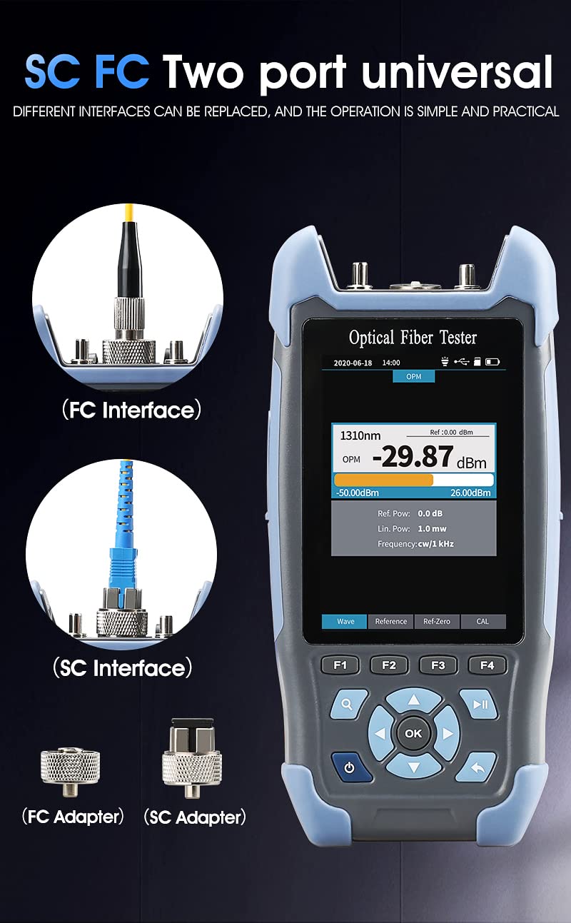 Mini OTDR Fiber Optic Tester - 20/22dB 1310/1550nm Singlemode Optical Time Domain Reflectometer with Built-in OPM, VFL & OLS Event Map (APC Port) - Ideal for Network Installation, Maintenance & Fiber Cable Testing