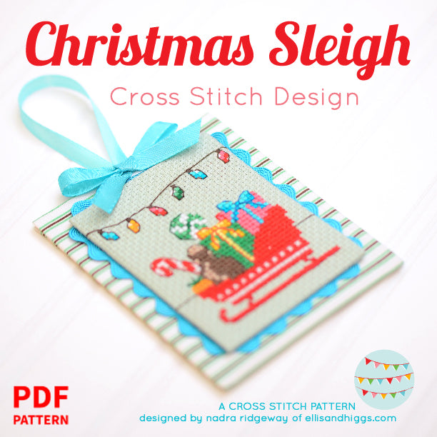 Ellis & Higgs Christmas Sleigh Cross Stitch Pattern - Digital Download PDF for Holiday DIY Embroidery & Festive Home Decor