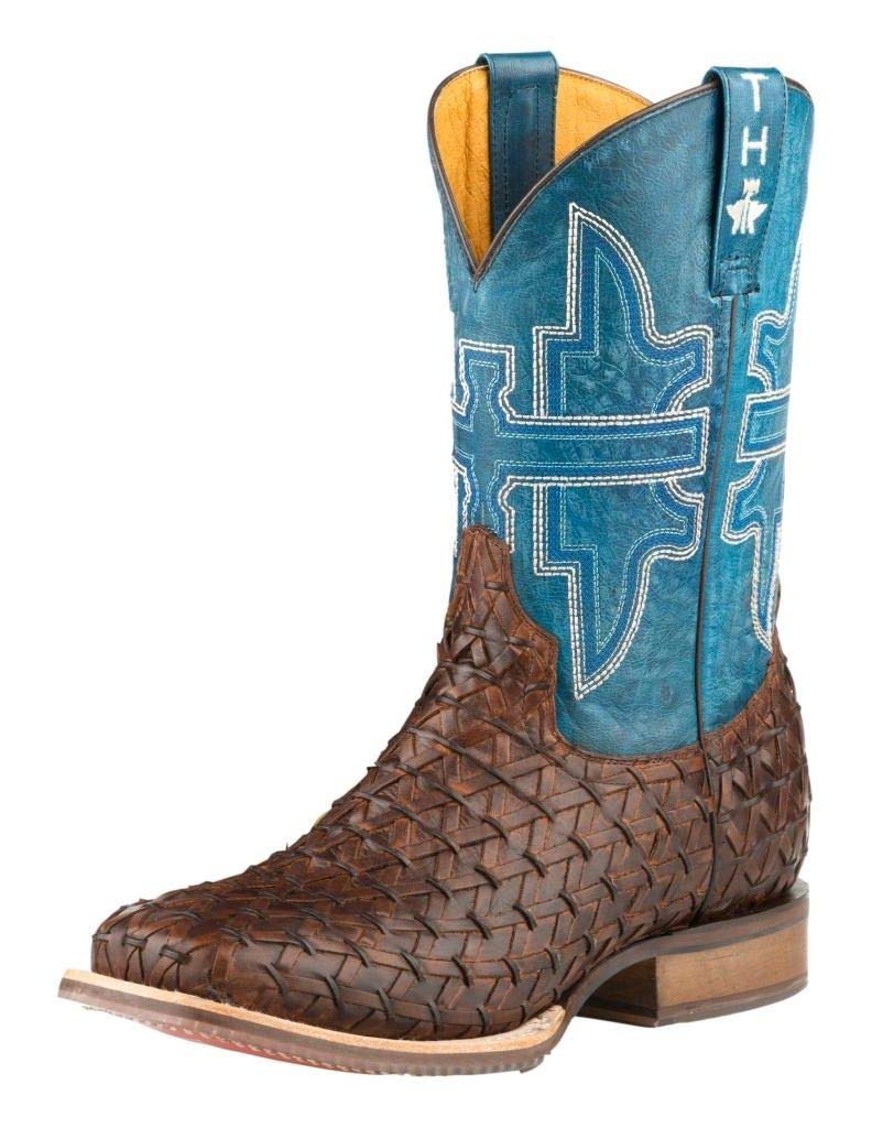 Tin Haul Men's Grill Master Western Boots - Broad Square Toe Work Boots for Outdoor Cooking & BBQ - Brown Leather Cowboy Boots Size 10.5 D(M) US - Perfect for Grilling, Ranch Work & Country Style