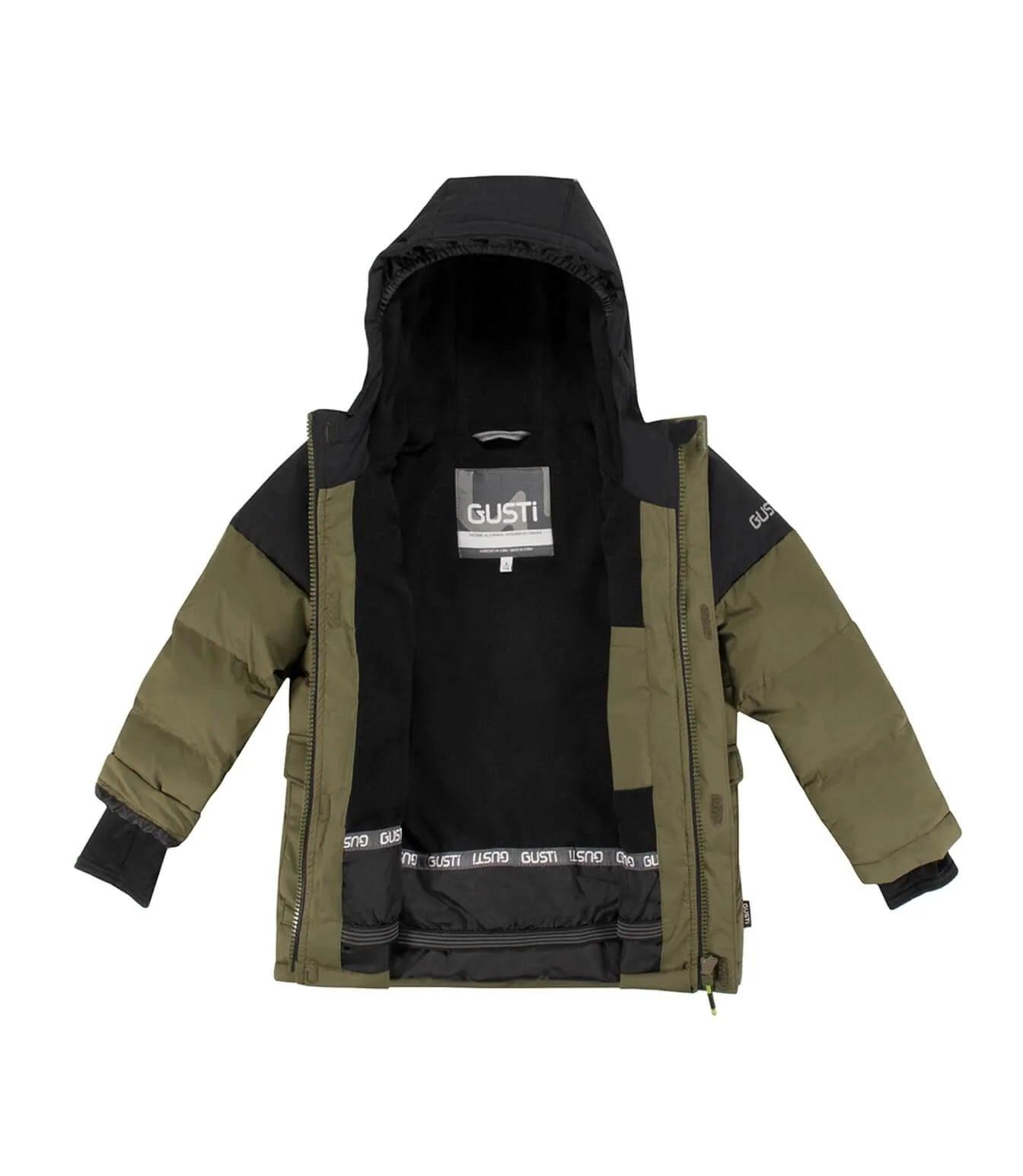 Gusti Glen Snow Suit for Kids - Waterproof Winter Jacket & Pants Set in Olive Green - Perfect for Snow Play, Skiing & Outdoor Adventures