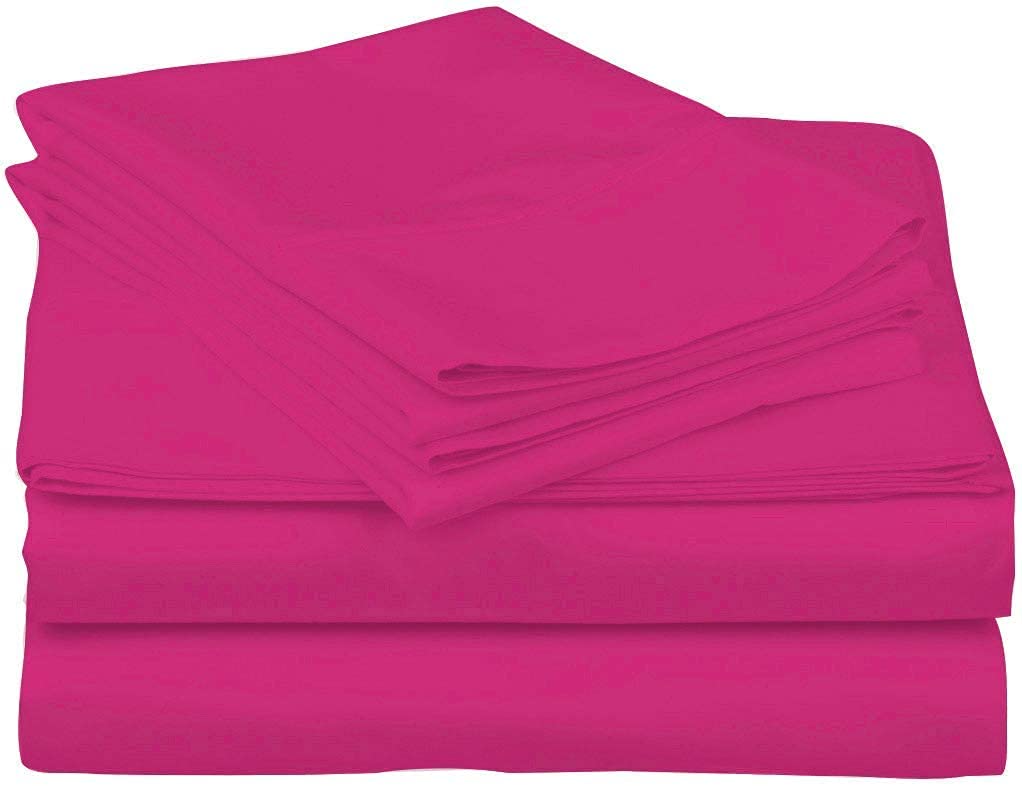5-Piece California King Bedding Set - Hot Pink Pinch Pleated Comforter & Sheet Set | Luxury Bed in a Bag for Master Bedroom & Guest Room Decor