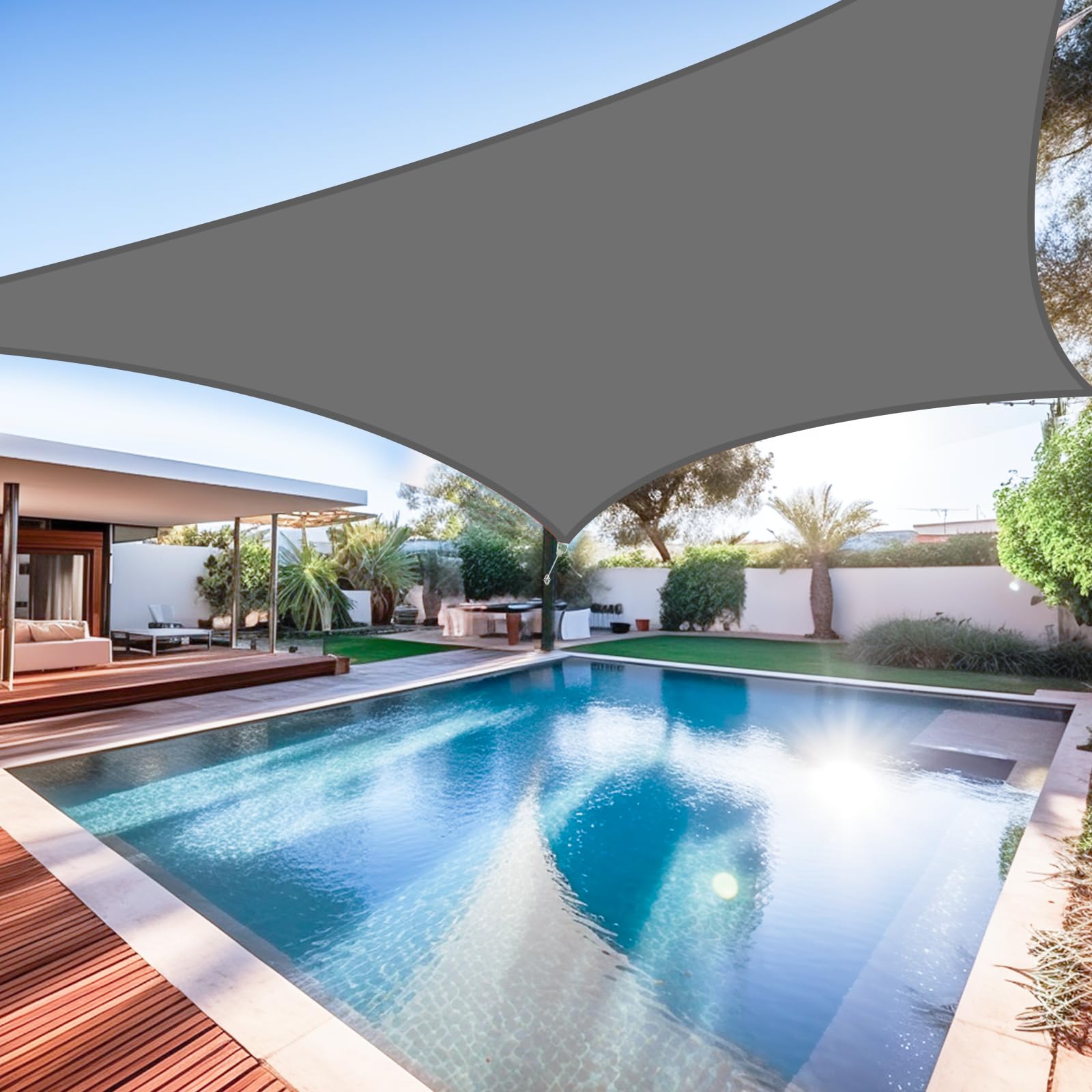 Shade&Beyond 10'x13' Waterproof Sun Shade Sail Canopy - UV Block Outdoor Sunshade for Backyard, Deck, Patio & Garden - Dark Grey - Perfect for Picnics, Poolside Lounging & Outdoor Gatherings