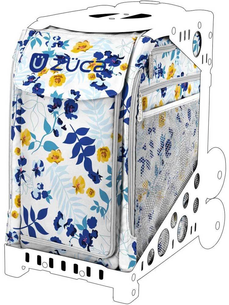ZUCA Sport Bag - Boho Floral Gym Bag with Removable Seat Cover & Free Lunchbox (Blue Frame) - Perfect for Yoga, Dance Class & Travel Accessories