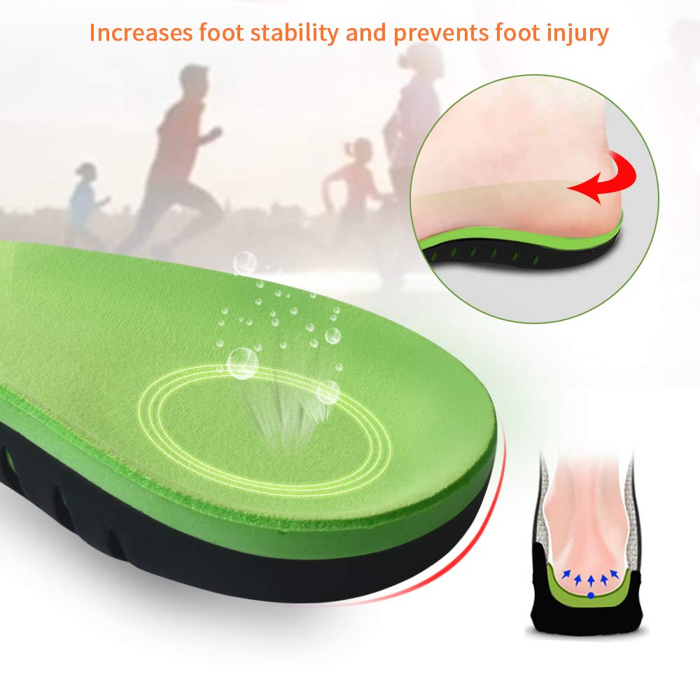 **Orthotic Arch Support Insoles for Foot Pain Relief - Plantar Fasciitis, Flat Feet & High Arches - Gel Cushioned Shoe Inserts for Men, Women & Kids (Green, XL) - Perfect for Running, Walking & Standing All Day**