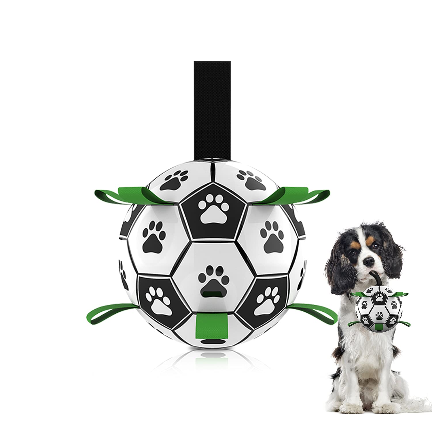 Durable Interactive Dog Soccer Ball Toy with Grab Tabs - Perfect for Tug of War, Water Play & Puppy Birthday Gifts | Great for Outdoor Play, Training & Bonding with Your Dog