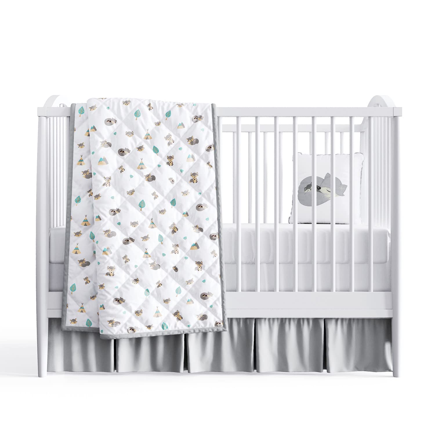 Grão de Gente 4-Piece Baby Crib Bedding Set - Soft Cotton Nursery Set with Comforter, Fitted Sheet, Crib Skirt & Pillow - Perfect for Newborns & Toddlers - Ideal for Nursery Decor & Baby Shower Gifts