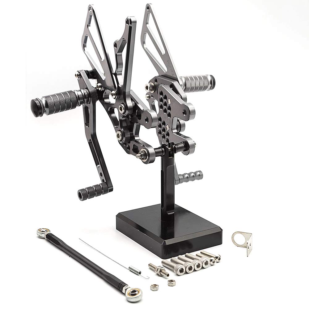 Adjustable CNC GSXR1000 07-08 Motorcycle Rearset Foot Pegs - Compatible with Suzuki GSX-R1000 2007-2008 Models - High Performance Footrests for Racing & Street Riding - Perfect for Track Days & Custom Bike Builds
