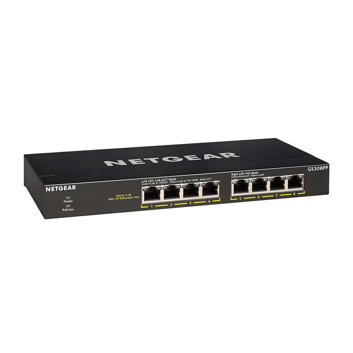 NETGEAR GS308PP 8-Port Gigabit Ethernet PoE+ Unmanaged Network Switch - 83W Power, Desktop/Wall Mount - Ideal for Home Office, IP Cameras & VoIP Phones
