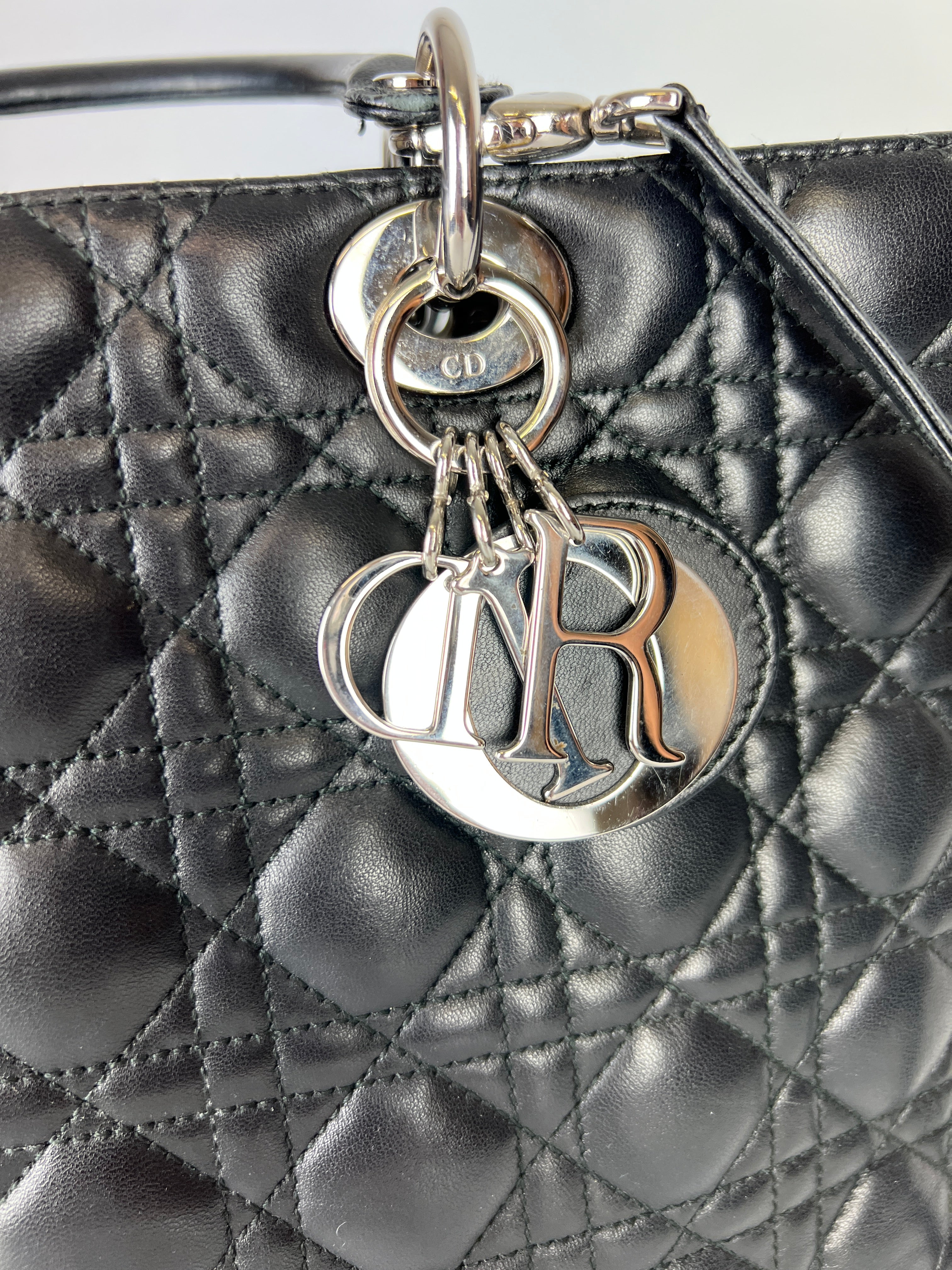 Dior Lady Large Black Leather Handbag - Luxury Designer Tote for Women | Perfect for Work, Travel & Evening Events