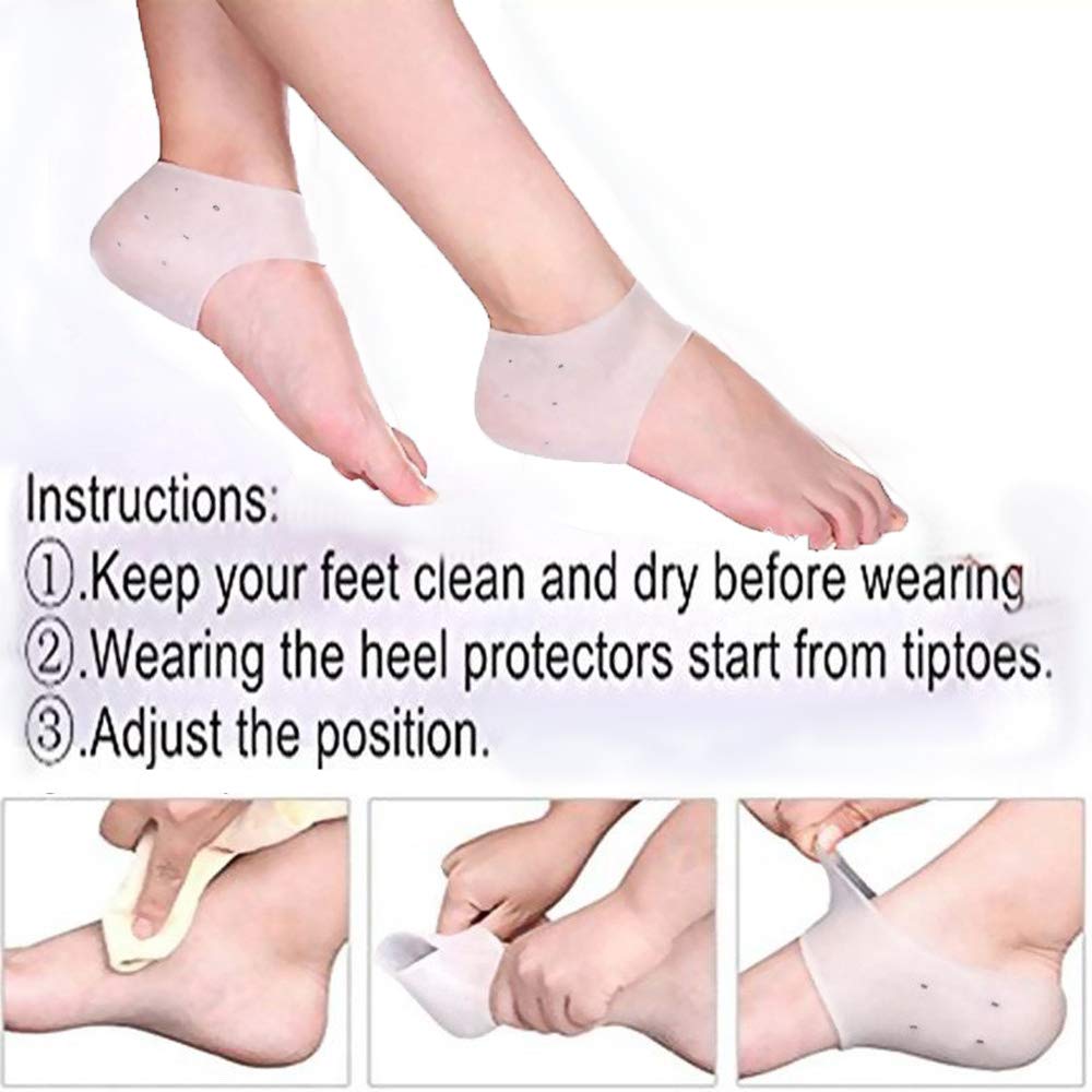 Brezzycloud Silicone Gel Heel Pad Socks for Heel Swelling Pain Relief, Dry Hard Cracked Heels Repair Cream - Foot Care & Ankle Support Cushion for Men & Women (1 Pair) - Perfect for Running, Hiking & Daily Comfort