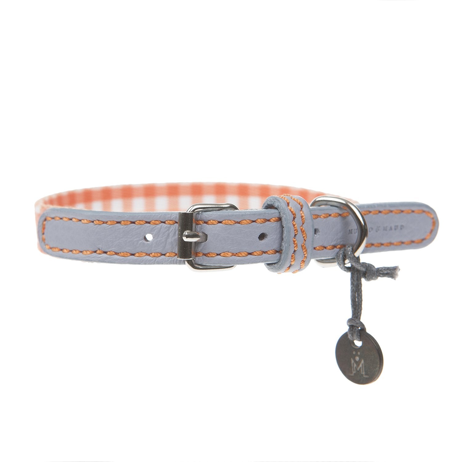 Clara Check Dog Collar - Adjustable Nylon Pet Collar with Reflective Stripes for Small Medium Large Dogs | Perfect for Night Walks, Training & Outdoor Adventures