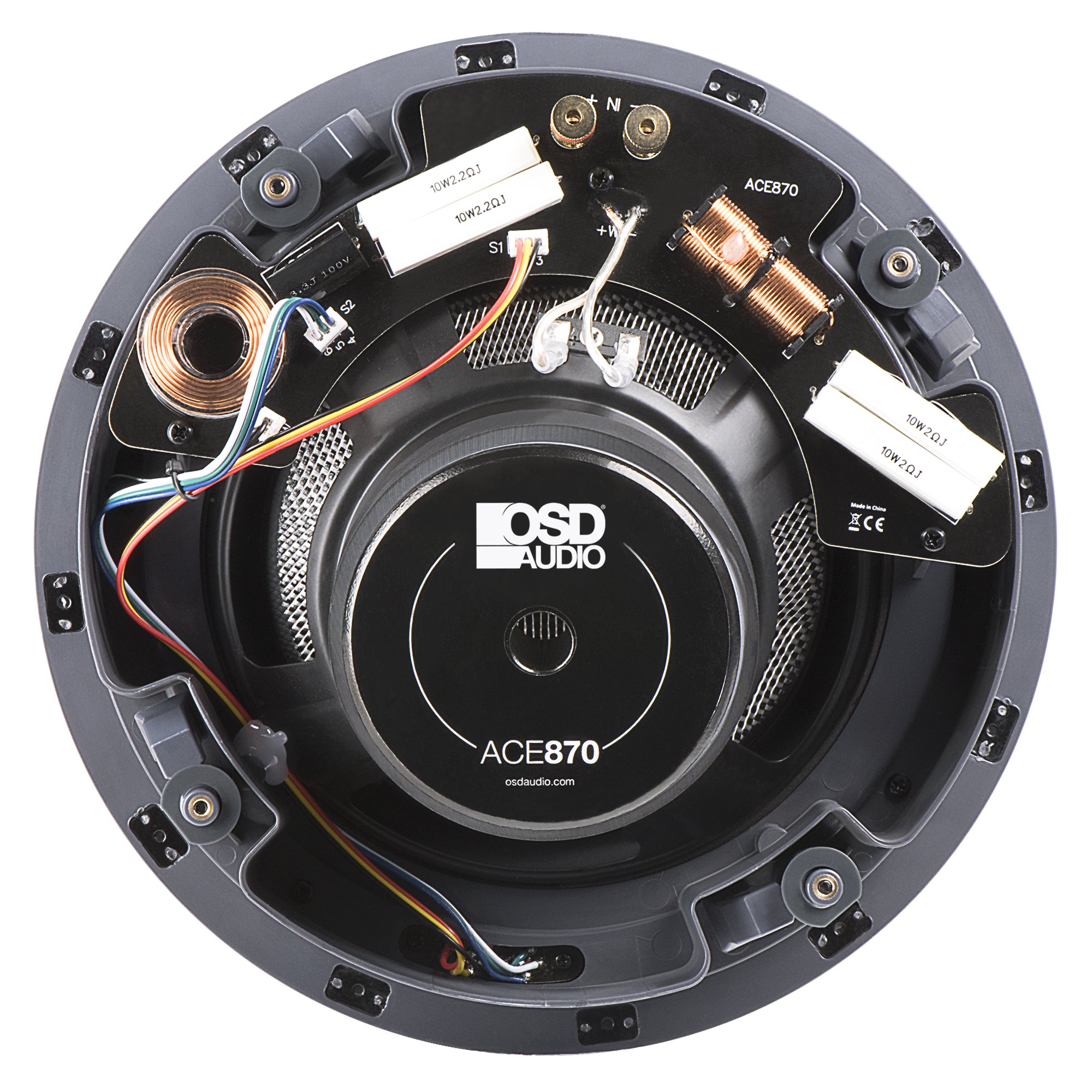 OSD Audio 8-Inch Trimless Ceiling Speaker 175W LCR - Home Theater Surround Sound System with Contour Switch (ACE870, Single) - Perfect for Living Room, Bedroom & Basement Audio Setup