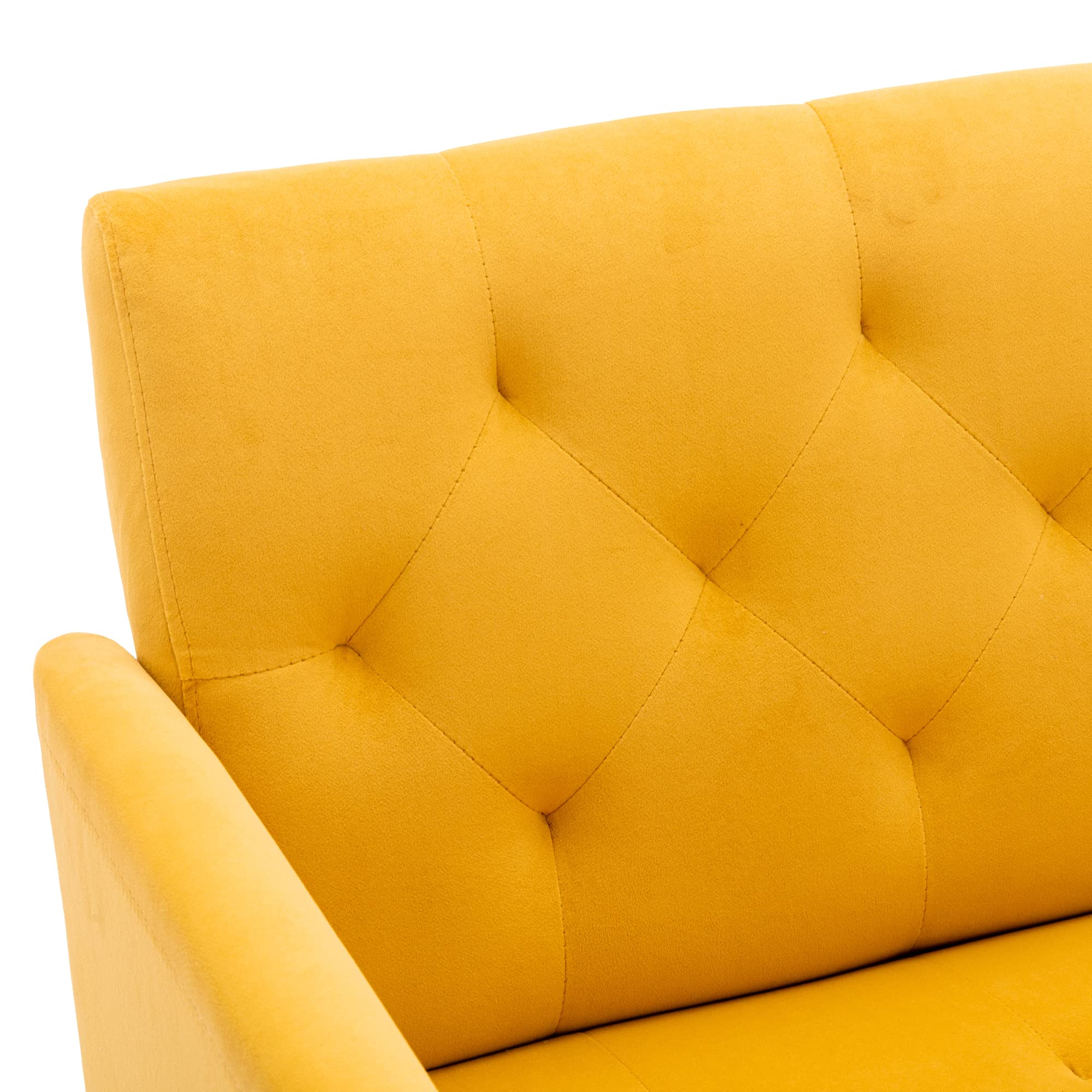 Modern Velvet Accent Chair with Rose Gold Legs - Plush Comfort Armchair in Mustard Yellow | Perfect for Living Room, Bedroom & Home Office Decor