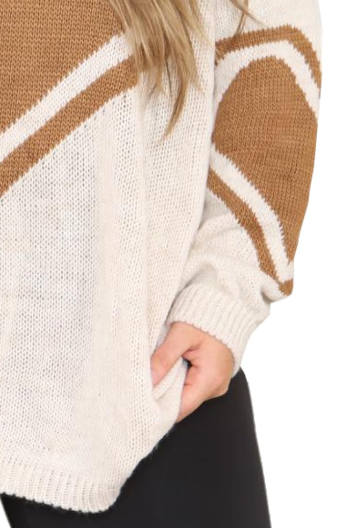 WICKEDFASHIONS123 Women's Oversized Knit Sweater - Big Heart Print Tunic Pullover, Plus Size Winter Warm Long Sleeve Top (Cream, UK 24-26) | Cozy Casual Wear for Lounge, Office & Date Nights