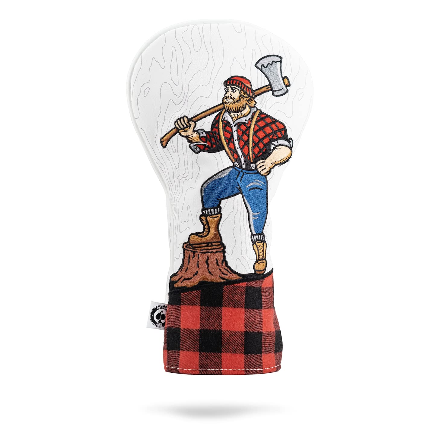 Premium Handmade Leather Golf Headcover - Pins & Aces Hacker Driver Cover with Lumberjack Design | Durable, Tour Quality Club Protection | Perfect for Outdoor Golfing & Customizing Your Golf Bag Style