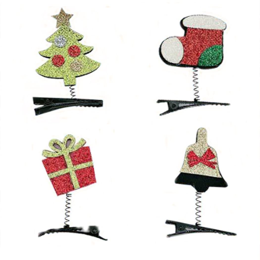 Santa Claus & Reindeer Christmas Hair Clips Set - Festive Holiday Hair Accessories for Women & Girls (4PCS) - Perfect for Christmas Parties, Family Gatherings & Holiday Photos