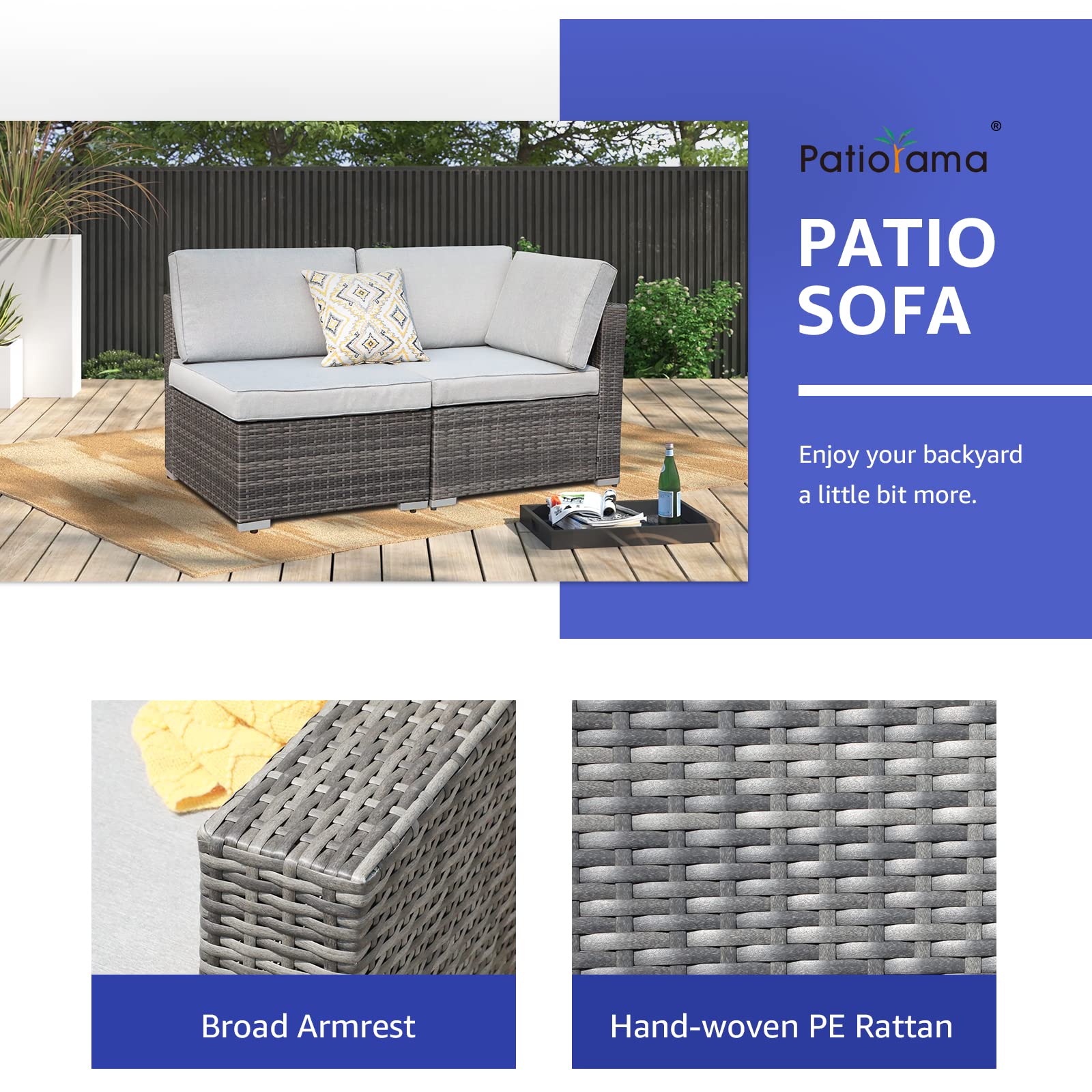 2-Piece Patio Furniture Set with Light Grey Cushions - All-Weather PE Wicker Outdoor Sectional Sofa & Loveseat for Porch, Balcony, Garden, Pool - Durable Grey Rattan Conversation Set for Relaxing & Entertaining Outdoors
