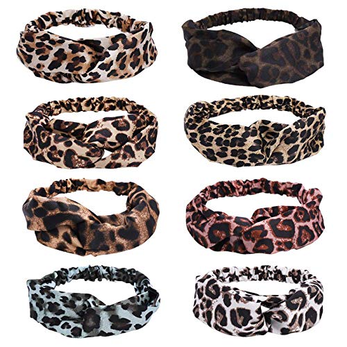 Belicia Leopard Print Headbands for Women & Girls - Fashionable Elastic Hair Bands with Twisted Criss Cross Design - Perfect for Workouts, Yoga, Sports and Everyday Style