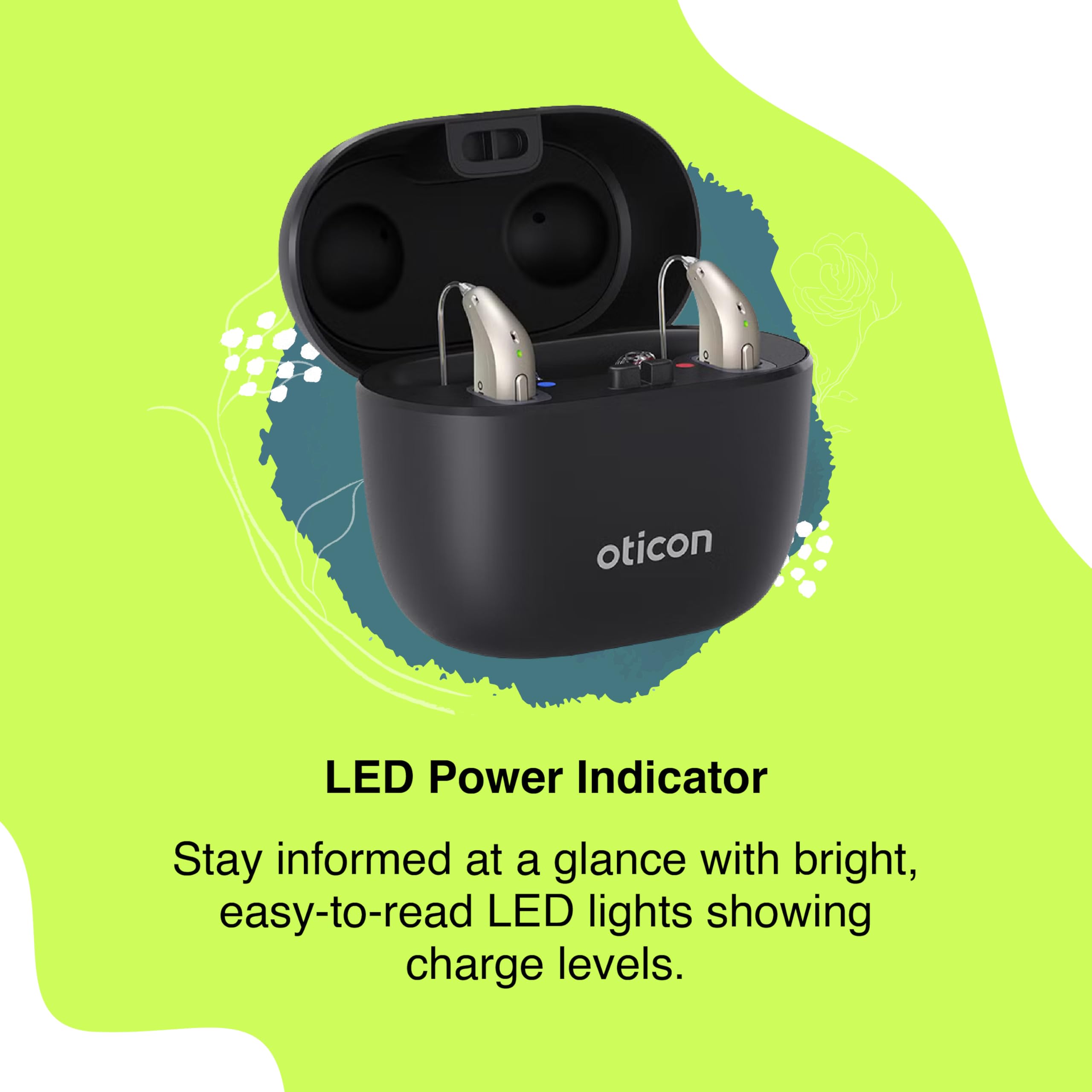 Oticon Intent Smart Charger MiniRITE - Fast Magnetic Charging Dock for Oticon Intent Hearing Aids with LED Power Indicator | Portable Charging Station for Travel, Home & Office Use