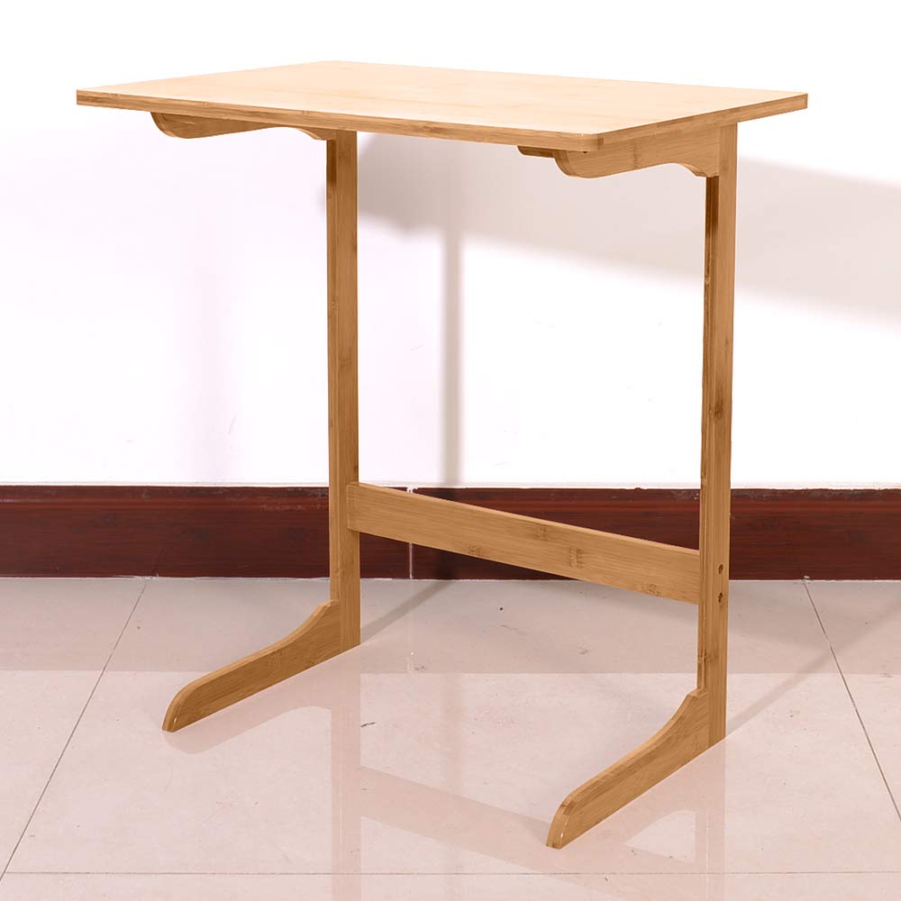 60x40x65cm L-Shaped Bamboo Smart Foldable Desk - Portable Folding Snack Table & Adjustable Sofa Side Table for Breakfast, Bed, Living Room, Office - Perfect for Home Use, TV Tray, Laptop Work & Small Space Solutions