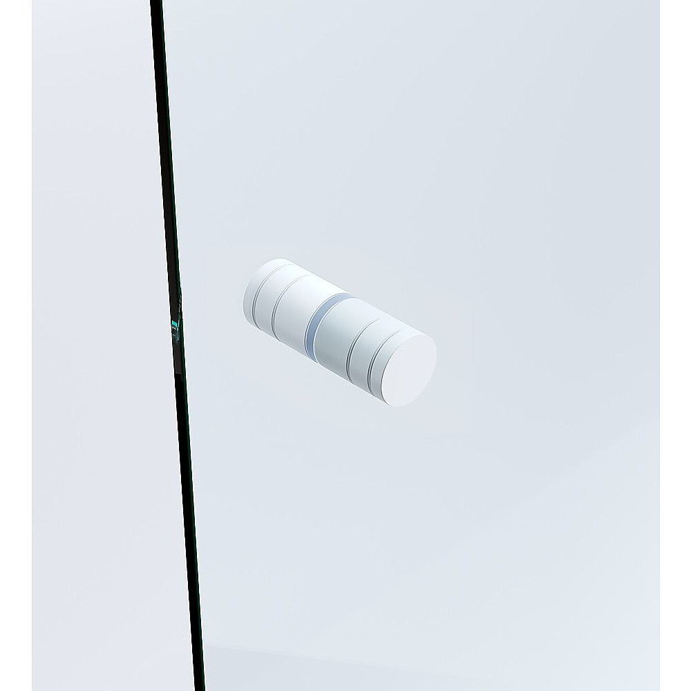 Frameless Shower Screen 100x100cm Corner Glass Enclosure with White Channel & Stainless Steel Hinges, Round Knob Handle for Modern Bathroom Renovation
