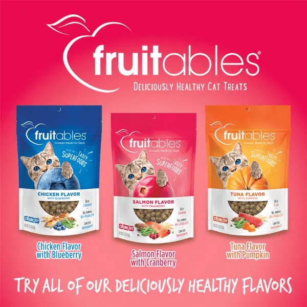 Fruitables Salmon & Cranberry Cat Treats - Grain-Free, Healthy Snacks for Cats - Perfect for Training, Rewards, and Indoor Cats