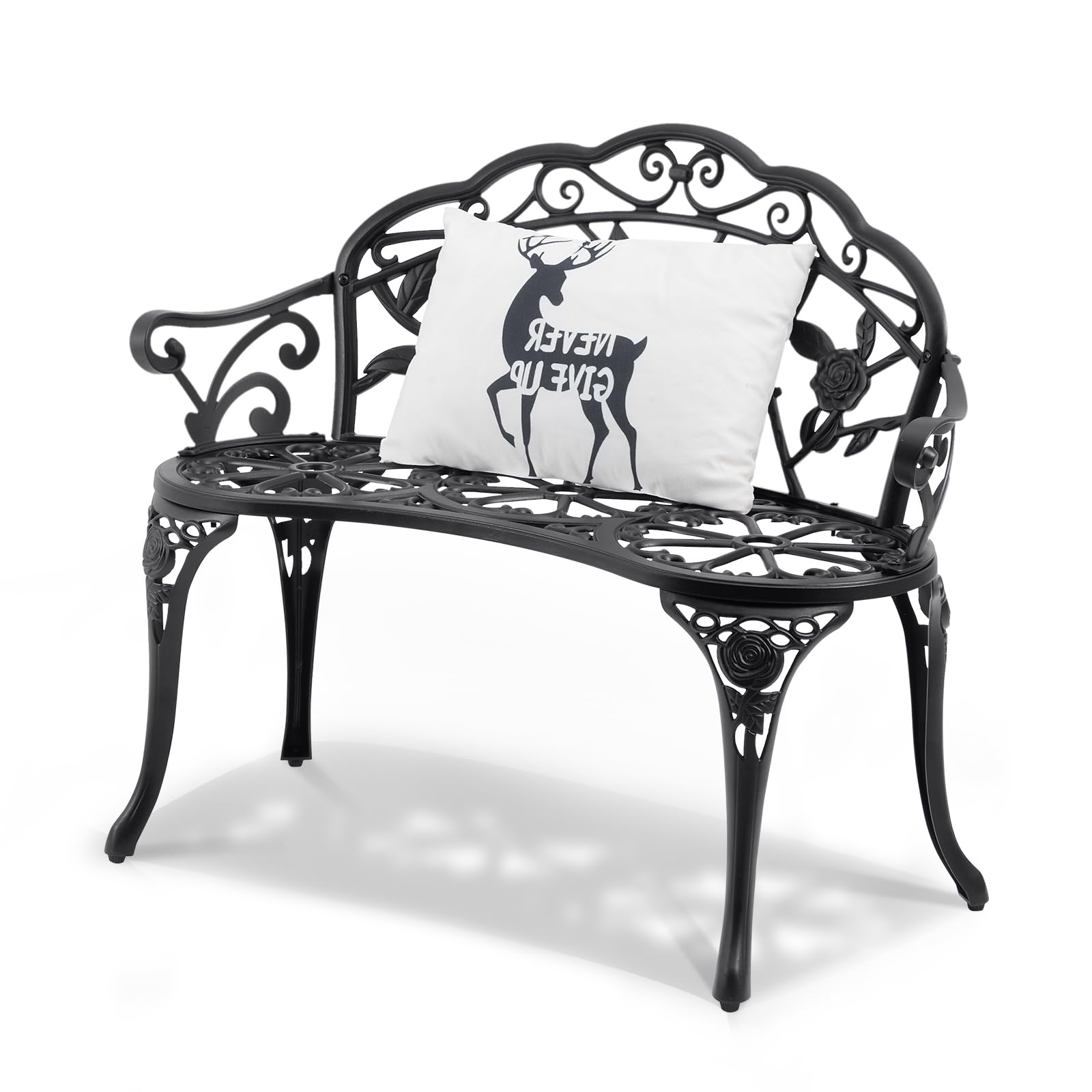 VEVOR Outdoor Bench with Backrest & Armrests - 480 lbs Weight Capacity, 38.8