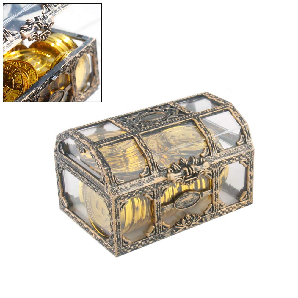 Clear Plastic Pirate Treasure Chest Jewelry Box - Storage Organizer for Collectibles, Crystals, Cosmetics & Perfume | Perfect for Pirate-Themed Parties, Jewelry Display & Home Decor