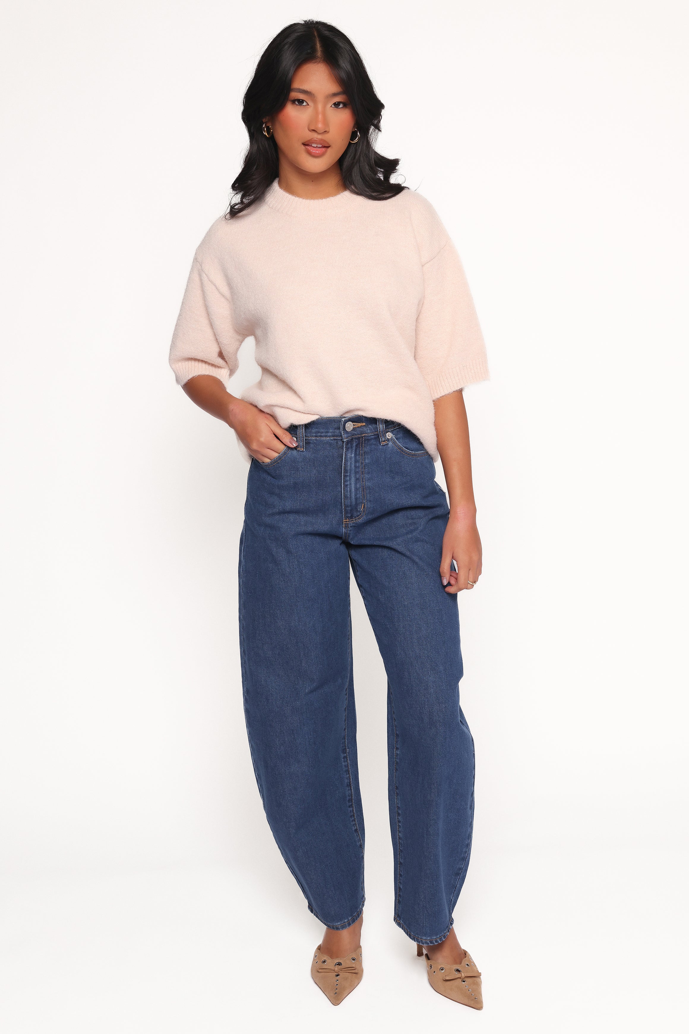 Elmira Knitted Tee - Soft Light Pink Women's T-Shirt | Casual Comfort Fit for Everyday Wear