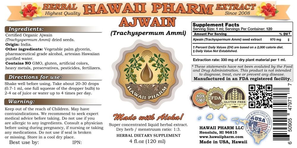 Organic Ajwain (Trachyspermum Ammi) Seed Liquid Extract Tincture Supplement - 2 oz | Digestive Support & Immune Booster | Perfect for Herbal Teas, Smoothies & Natural Remedies