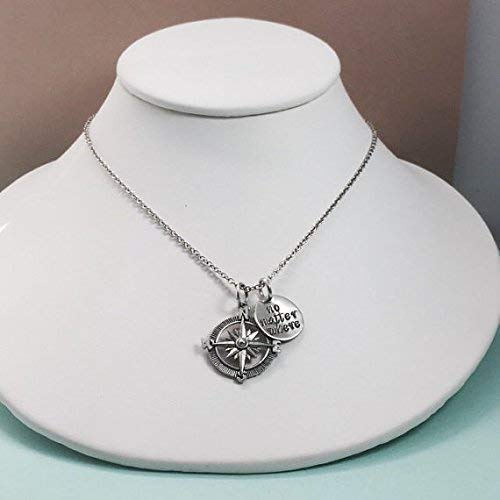 Best Friend Necklace with Compass Charm - BFF Jewelry for Sisters, Mothers & Daughters - Inspirational Quote Pendant for Long Distance Friends - Perfect Gift for Birthdays, Anniversaries & Special Occasions