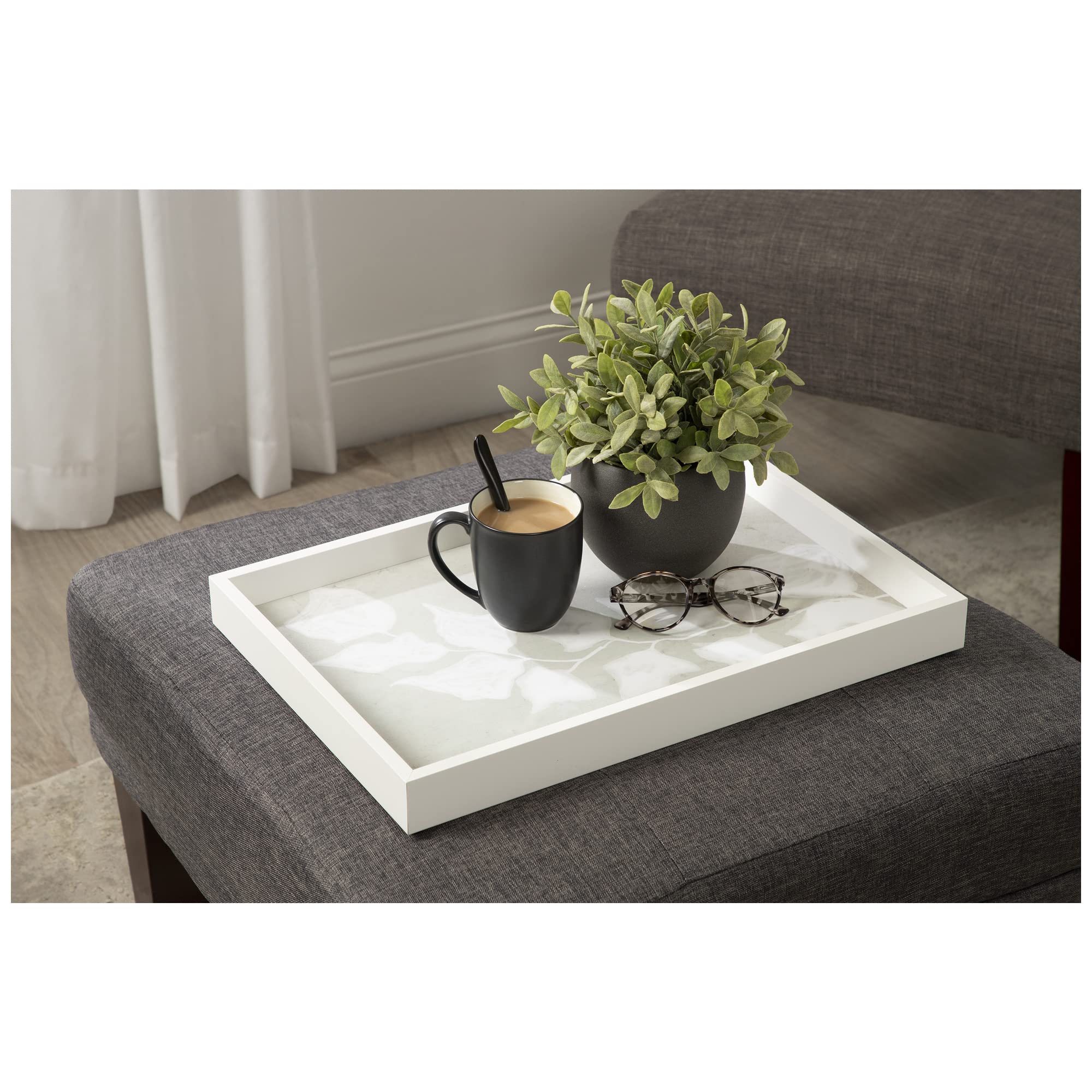 13x19 Inch Decorative Wood Ottoman Tray & Coffee Table Tray - Handcrafted Paper Bark Design - Perfect for Serving, Organizing, and Home Decor (Living Room, Bedroom, Patio)