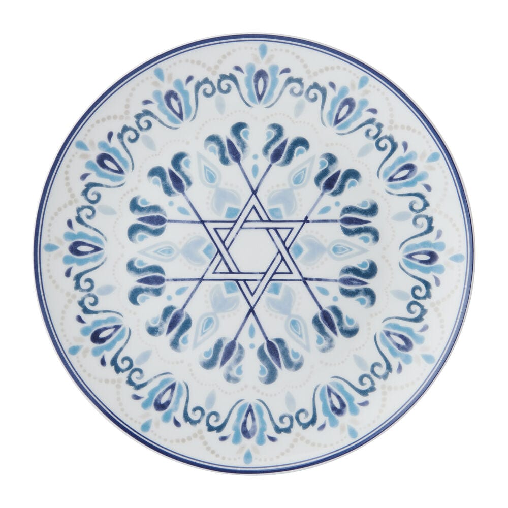 Hanukkah Celebration Set of 4 Salad Plates - Elegant Judaica Dinnerware for Holiday Meals & Festive Gatherings