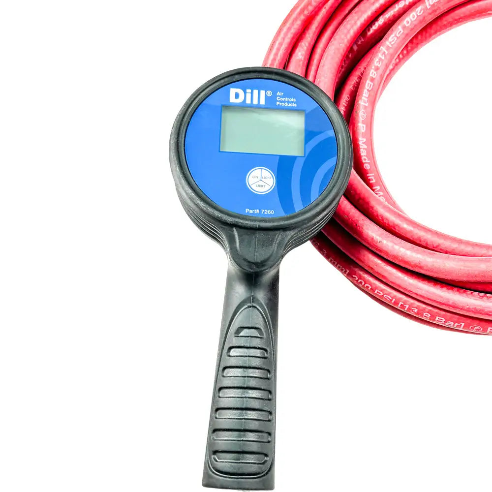 Dill Digital Inflator with 20 ft Hose & Euro Chuck - 7260 20 6293E - Perfect for Car Tires, Bicycles, Sports Equipment and Inflatables