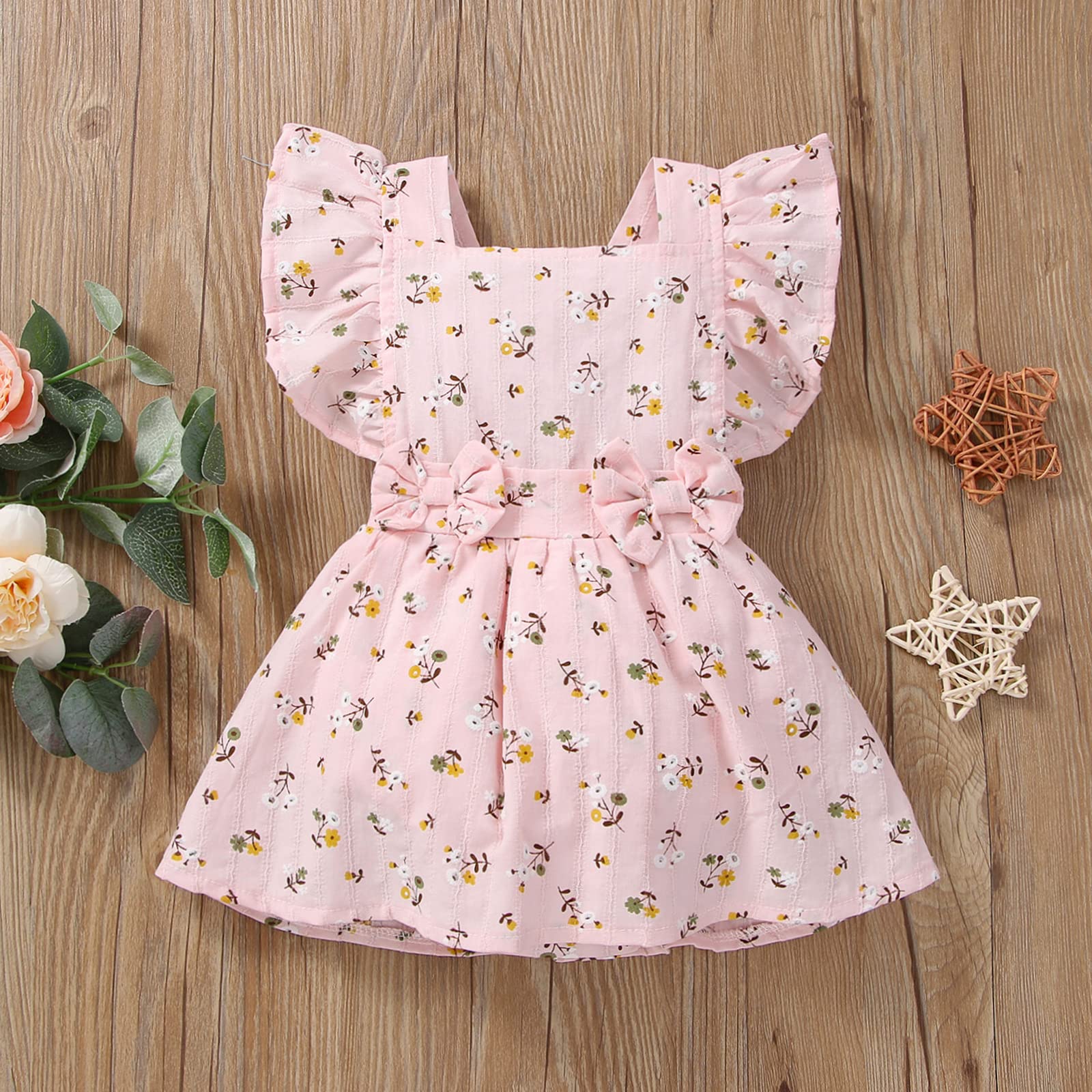 Newborn Baby Girl Romper Dress with Bow Floral Print - One-Piece Bodysuit Summer Outfit | Perfect for Photoshoots, Parties & Daily Wear