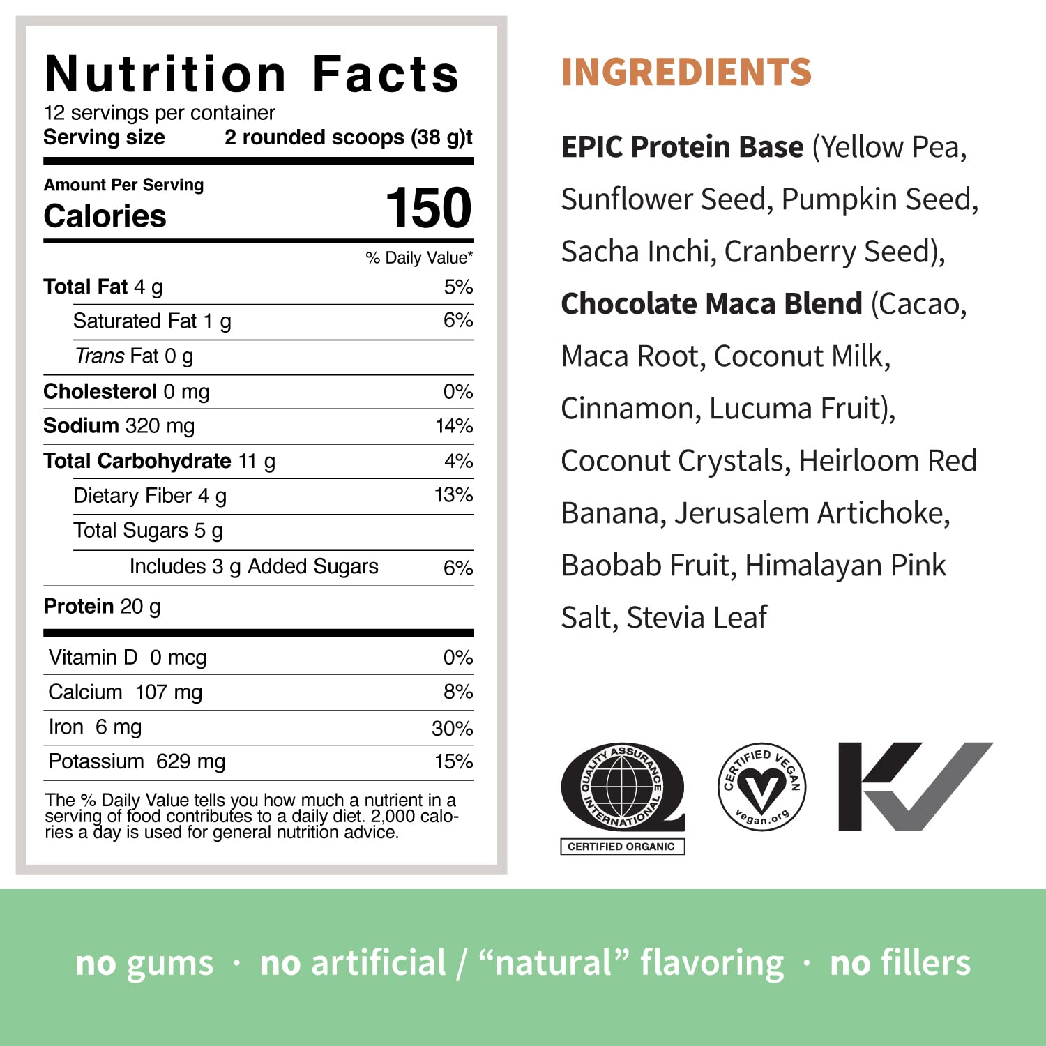 Sprout Living Epic Protein Bundle - Chocolate Maca & Vanilla Lucuma (20g Organic Plant-Based Vegan Protein Powder, Gluten Free, Superfoods) | 1lb, 12 Servings for Smoothies, Baking & Post-Workout Recovery