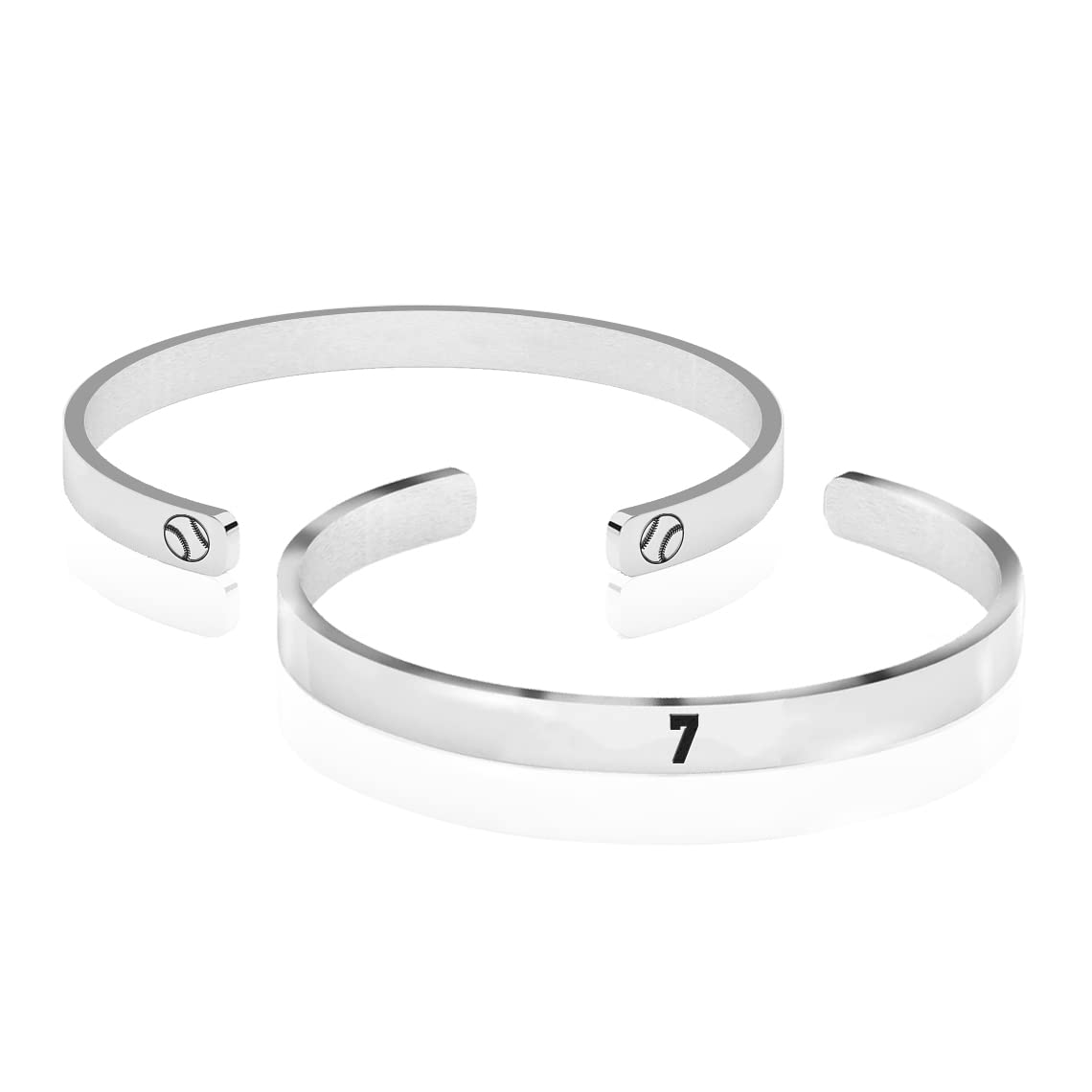 Custom Stainless Steel Baseball Number Bracelet - Adjustable Cuff Bangle for Men - Perfect Baseball Jewelry Gift for Players & Fans - Great for Games, Training & Everyday Wear