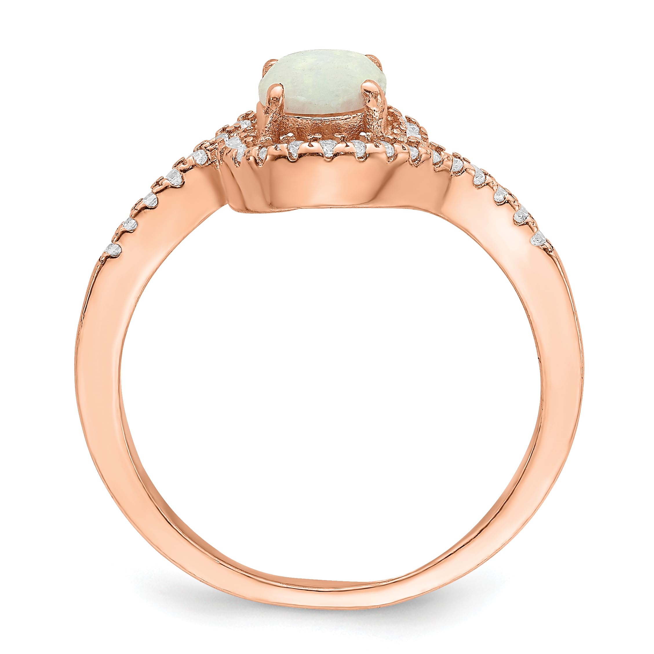 Sterling Silver Rose Gold Tone Created Opal & Cubic Zirconia Halo Ring for Women - Elegant Gift for Valentine's Day, Anniversary or Special Occasion