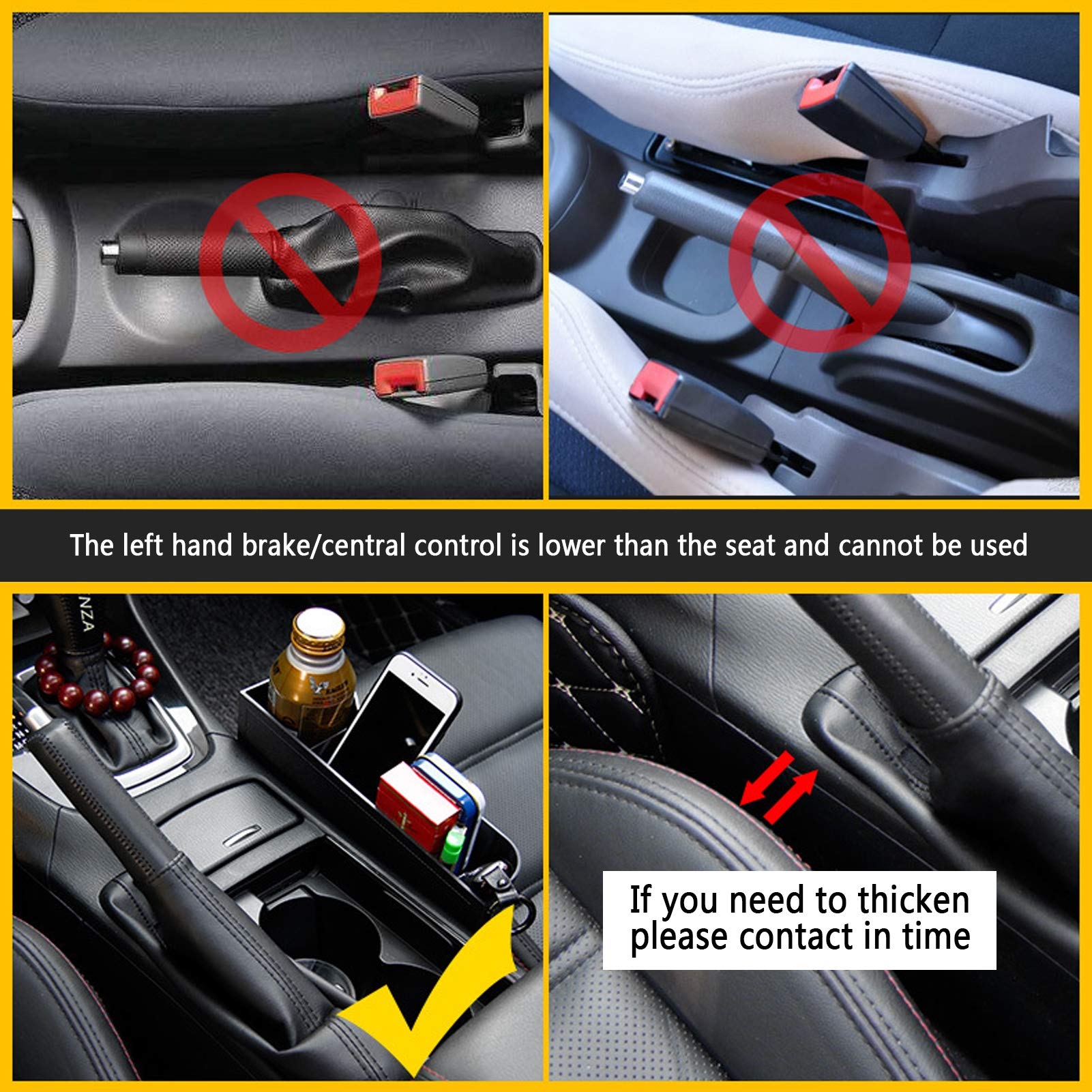 2 Pack Car Seat Gap Organizer - Side Storage Box with Cup Holder for Phones, Keys, Cards, Wallets & Sunglasses | Black | Perfect for Road Trips, Commuting & Family Travel